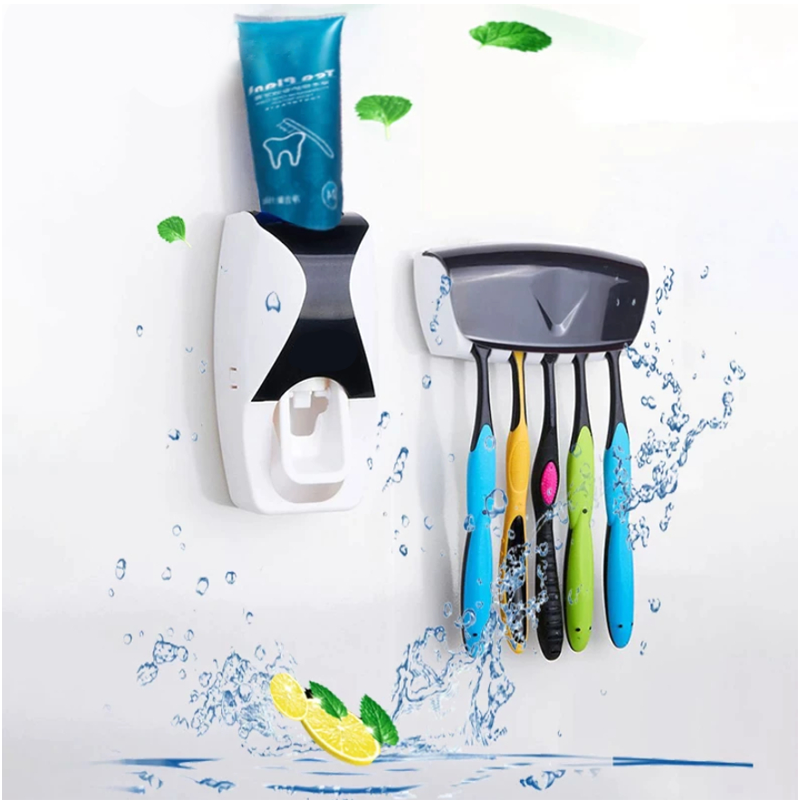 Automatic Toothpaste Dispenser & Toothbrush Holder Set