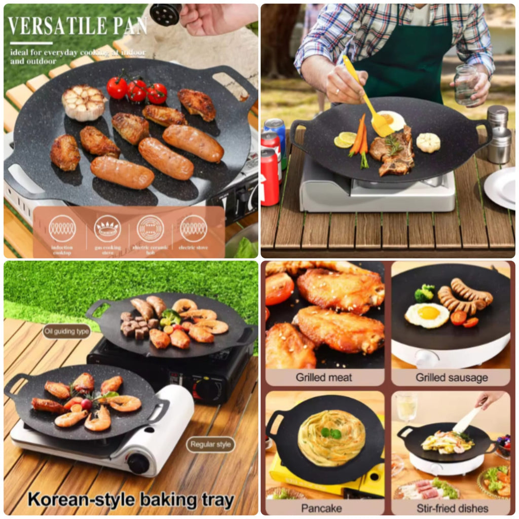 Multi-Griddle Tawa Iron Plate – Korean-Style Barbecue Grill (30cm)