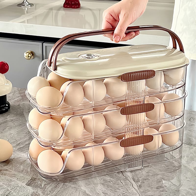 Rolling Auto-Fill Tiered Egg Storage Box