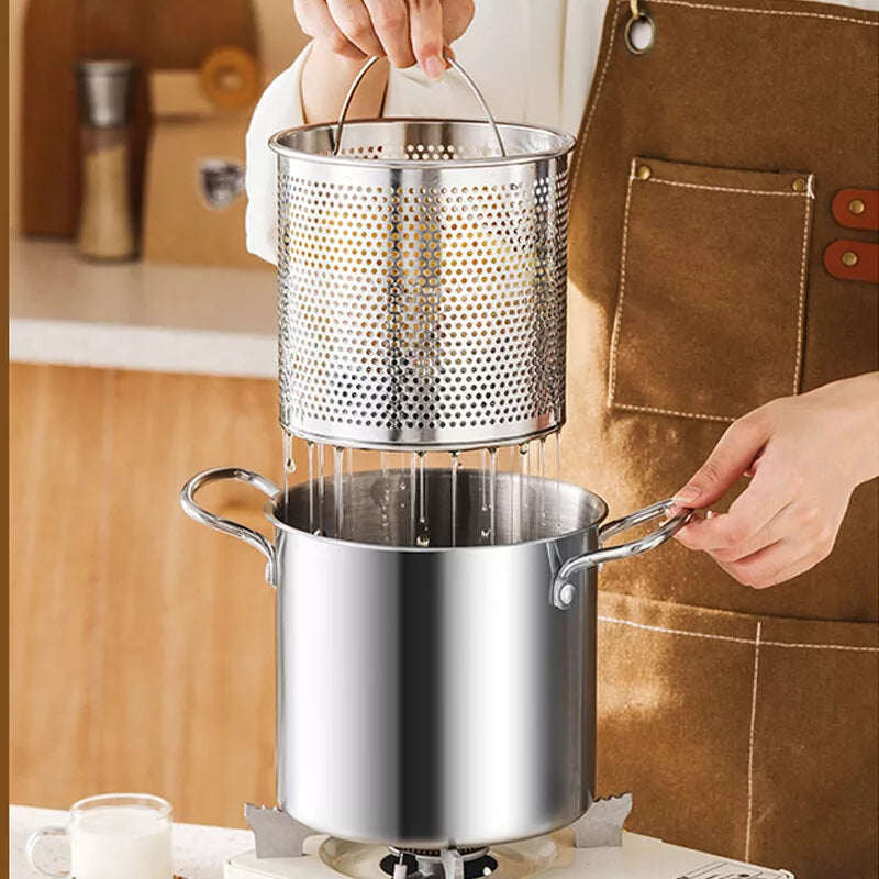 Stainless Steel Induction Pasta Pot with Steamer Insert & Lid – 3.5L