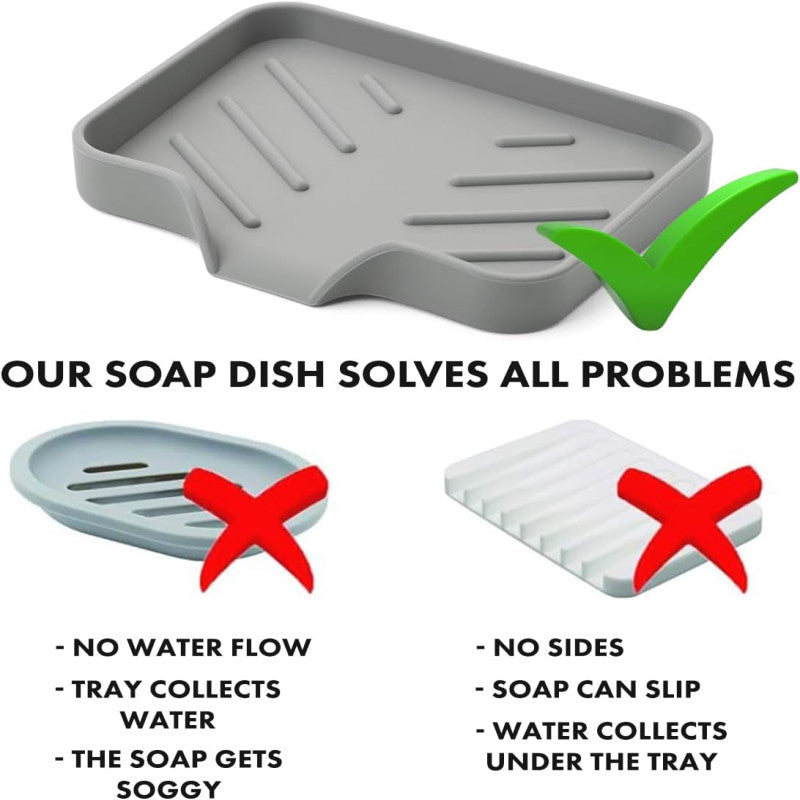 Self-Draining Silicone Soap Dish & Sink Tray
