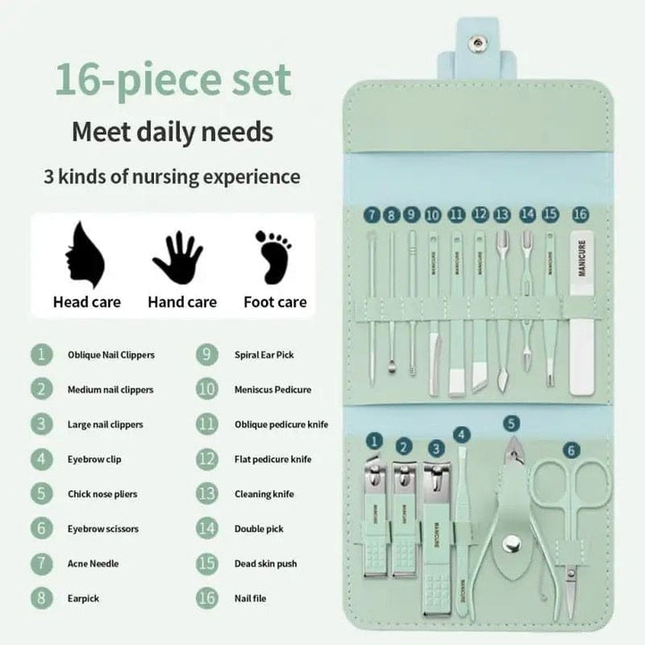 16pcs set Nail Cutter Set Stainless Steel Nail Clippers Set