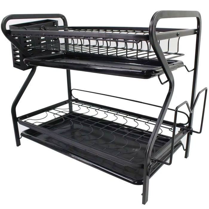 Premium 2-Tier Dish Drying Rack with Utensil Holder & Cutting Board Slot