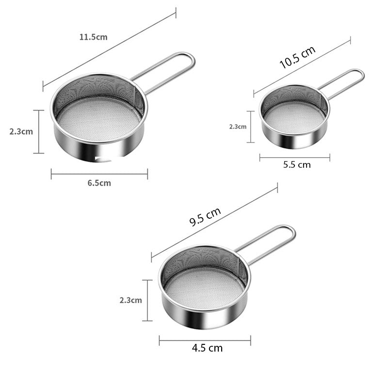 Mini Stainless Steel Flour Sieve Strainer 3 Pcs Set