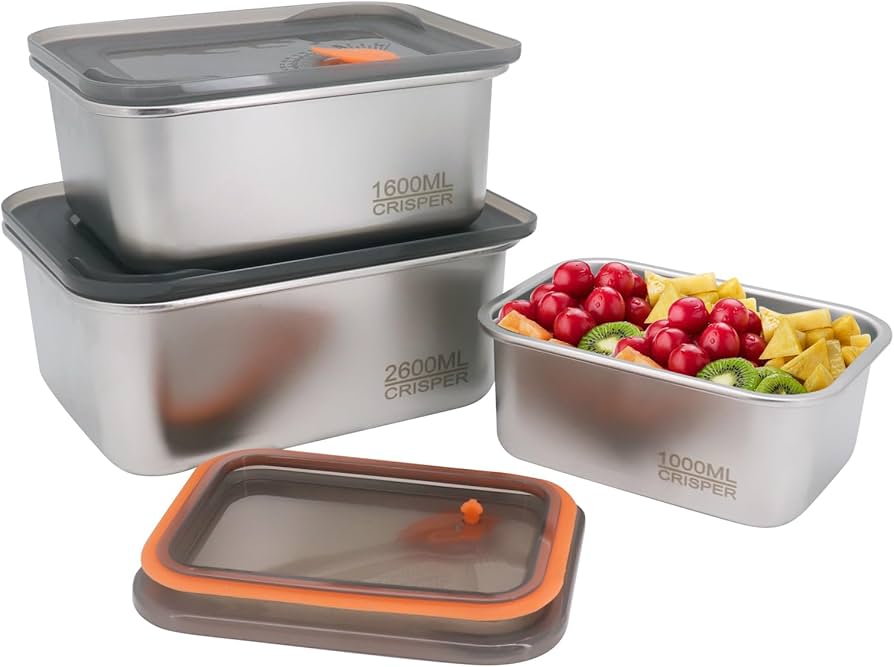 Premium Stainless Steel Airtight Food Storage Containers – Set of 3