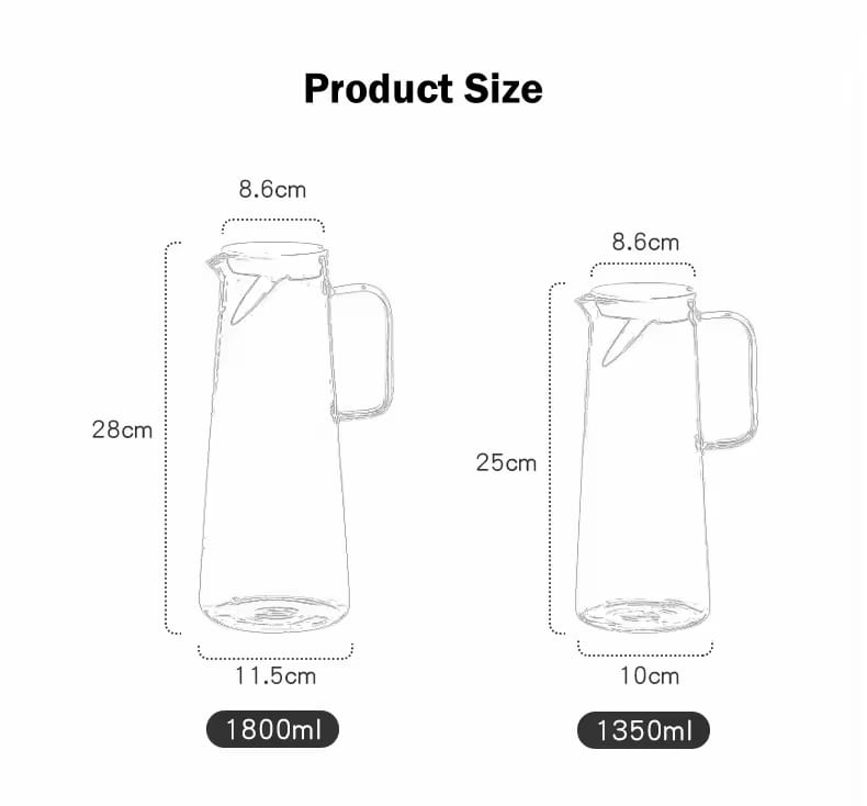 Modern 1800ml Glass Water Pitcher with Stainless Steel Filter