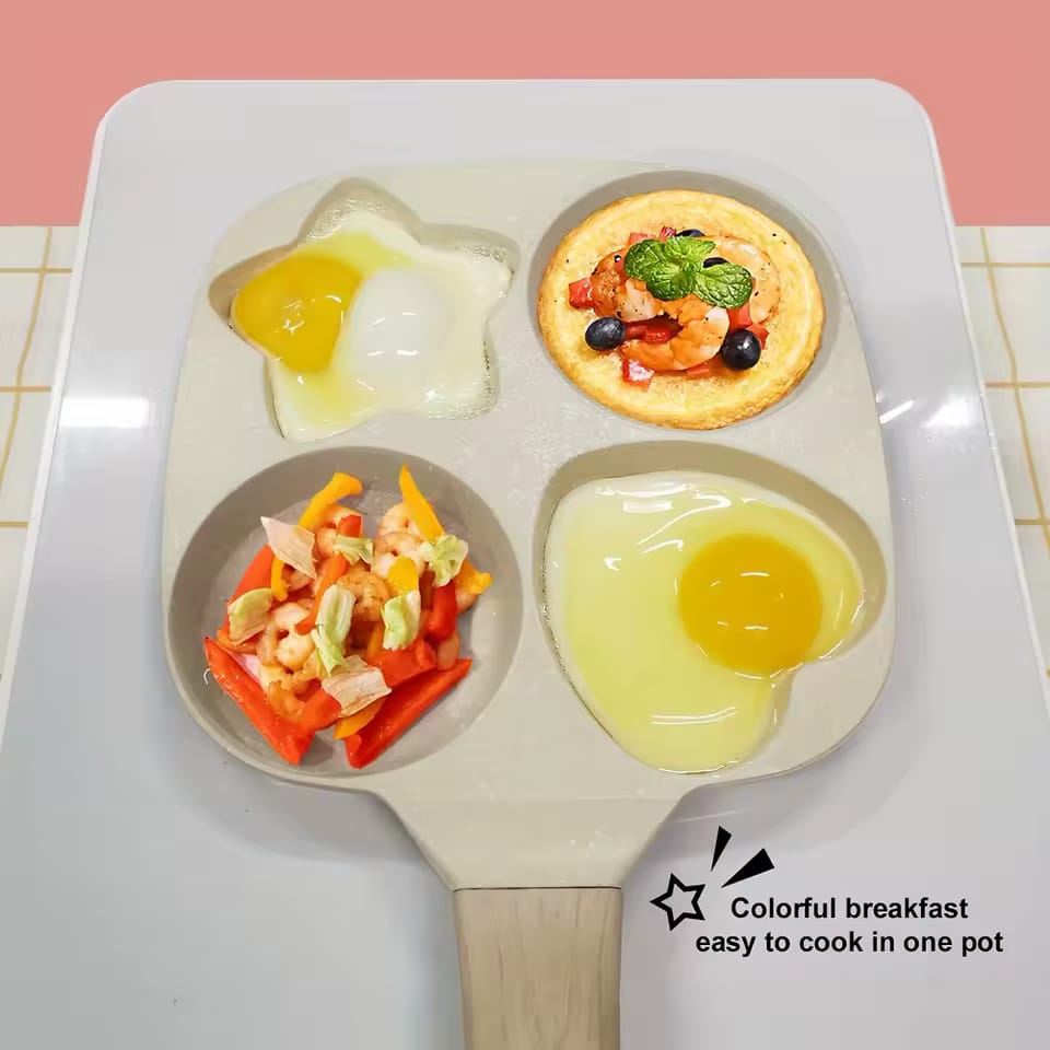 4-Hole Non-Stick Breakfast Pan – Heart & Star Design
