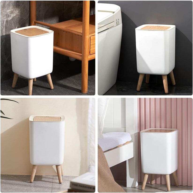 Indoor Trash Bin with Wooden Feet – 7L