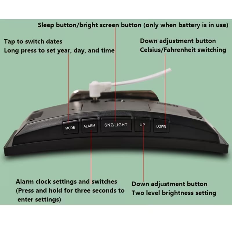 6.6-Inch Multifunctional LED Alarm Clock
