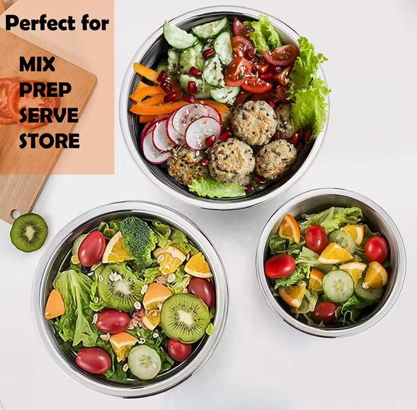 Set Of 5 Stainless Steel Mixing Bowl With Lid,