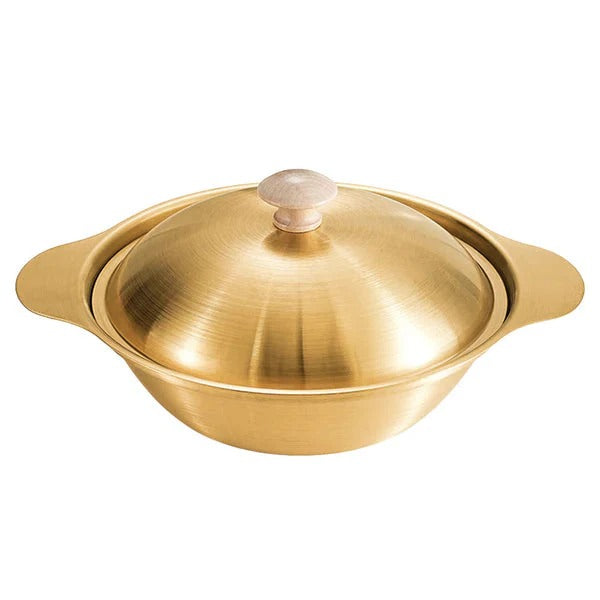 Golden Serving Bowl & Cooking Pot – With Lid & Side Handles