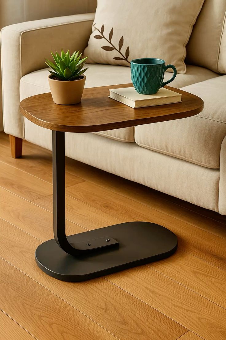 Modern C-Shaped Side Table | Space-Saving Sofa & Bedside Companion