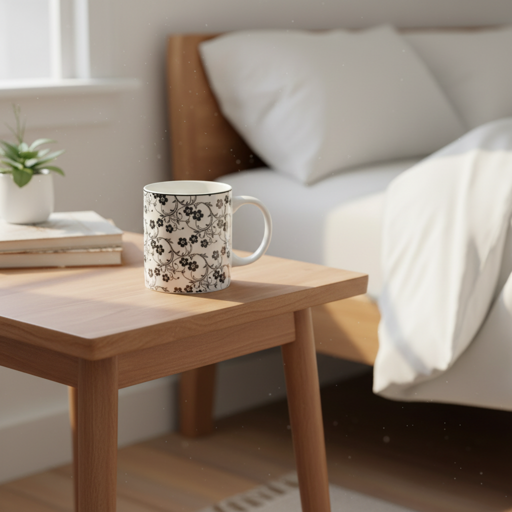 Danny Home Blue Floral Ceramic Coffee Mug