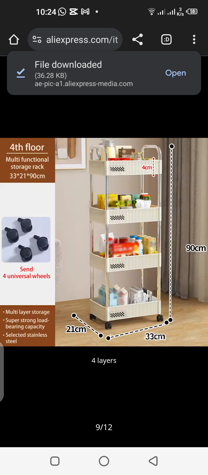 4-Layer Storage Rack Trolley