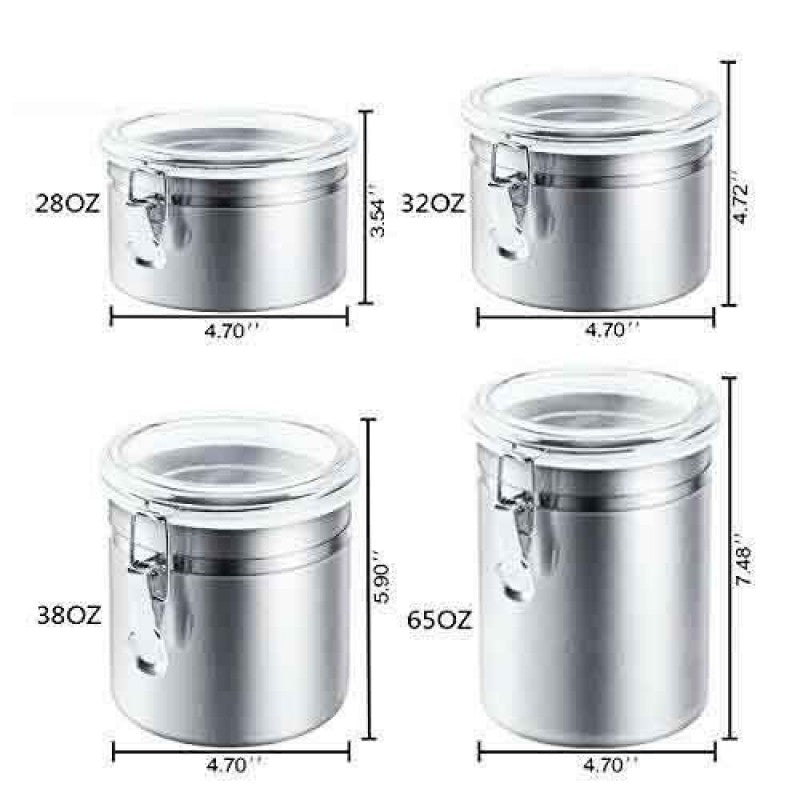Airtight Stainless Steel Canister Set – 4 Pcs