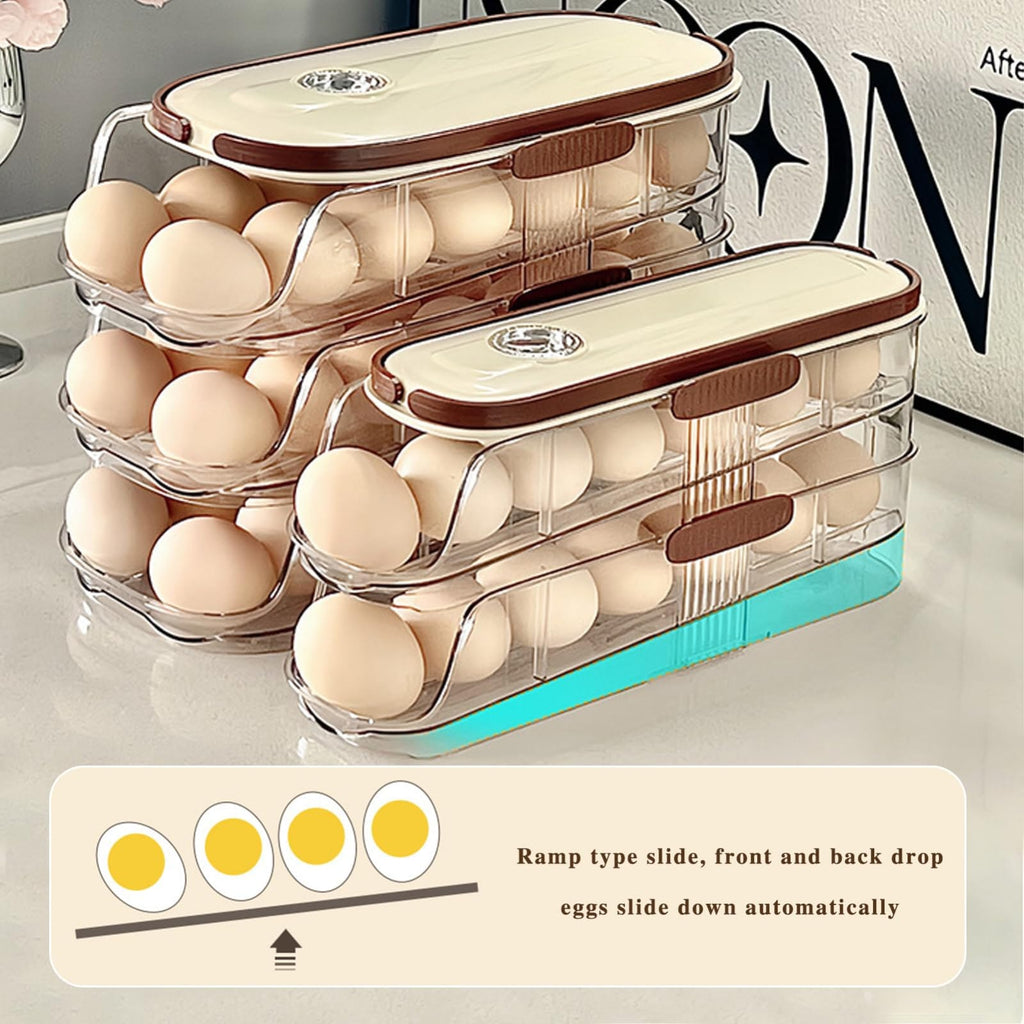 Rolling Auto-Fill Tiered Egg Storage Box
