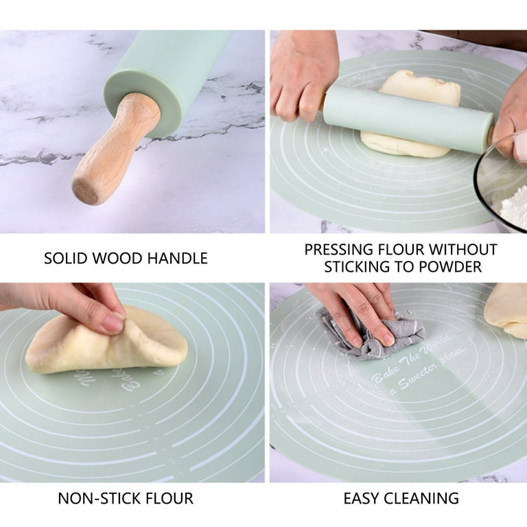 Non-Stick Silicone Dough Mat & Adjustable Rolling Pin Set