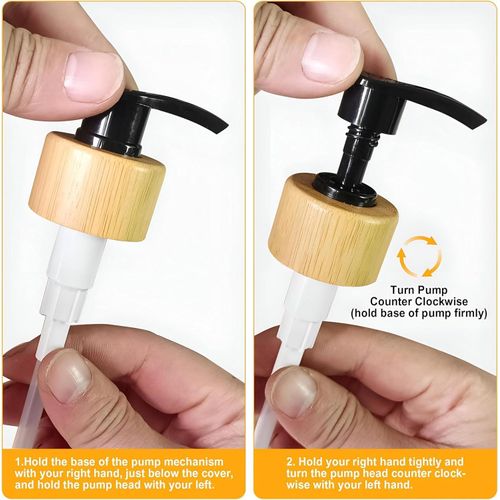 Premium: Luxe Glass Soap Dispenser Set with Bamboo Pumps & Organizing Tray (Set of 2)