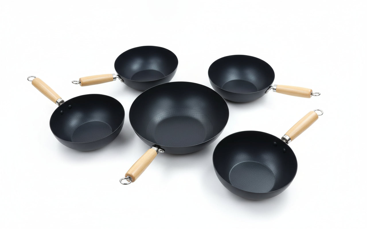 Premium Honeycomb Non-Stick Wok with Wooden Handle