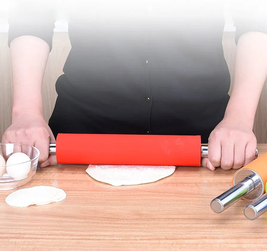 Silicone Rolling Pin With Stainless Steel Handle