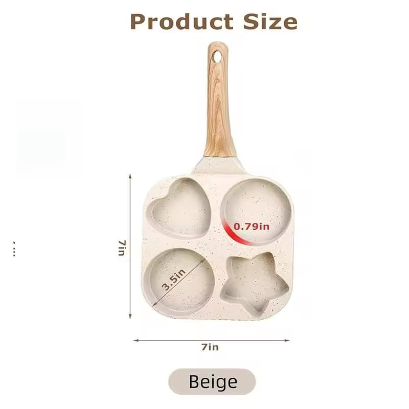 4-Hole Non-Stick Breakfast Pan – Heart & Star Design