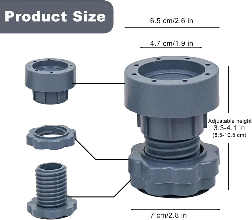Adjustable Anti-Vibration Washing Machine Stand (Set of 4)