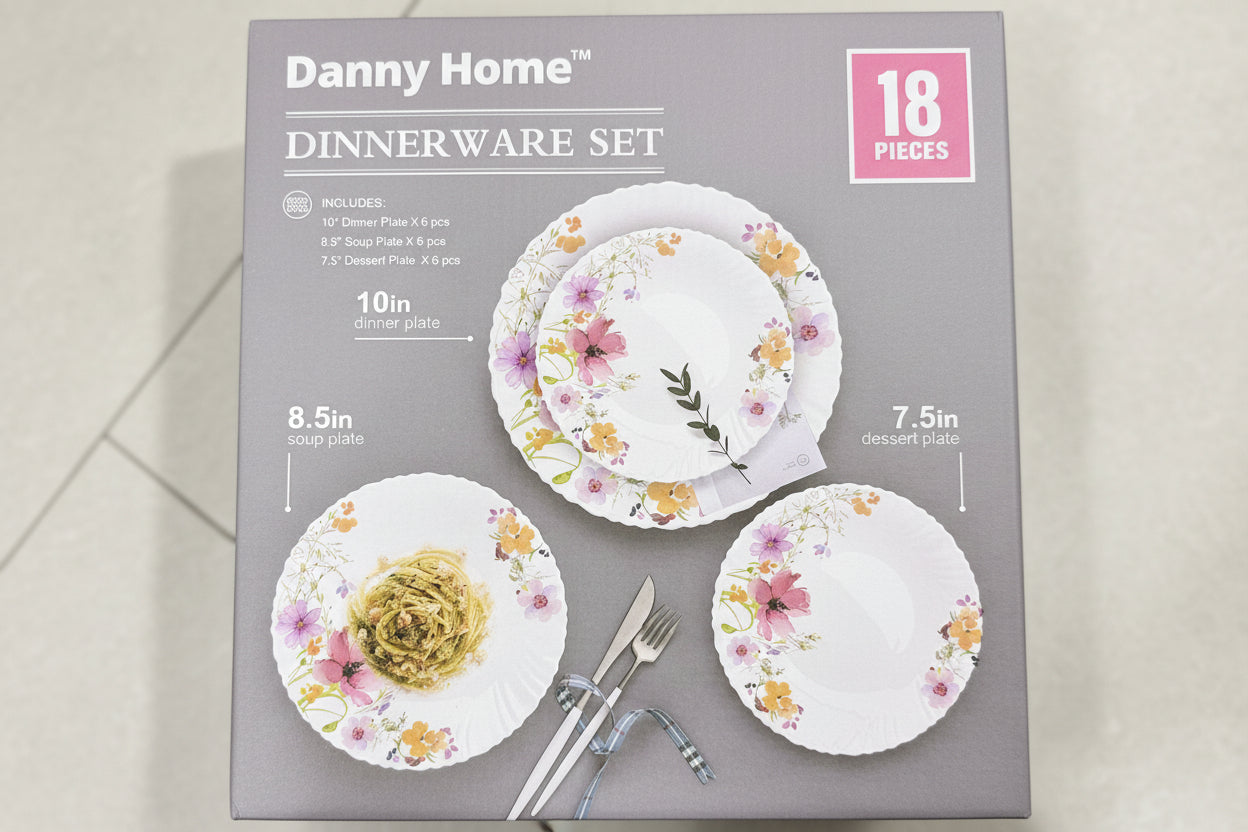 Danny Home™ 18-Piece Dinnerware Set (Spring Floral Design)