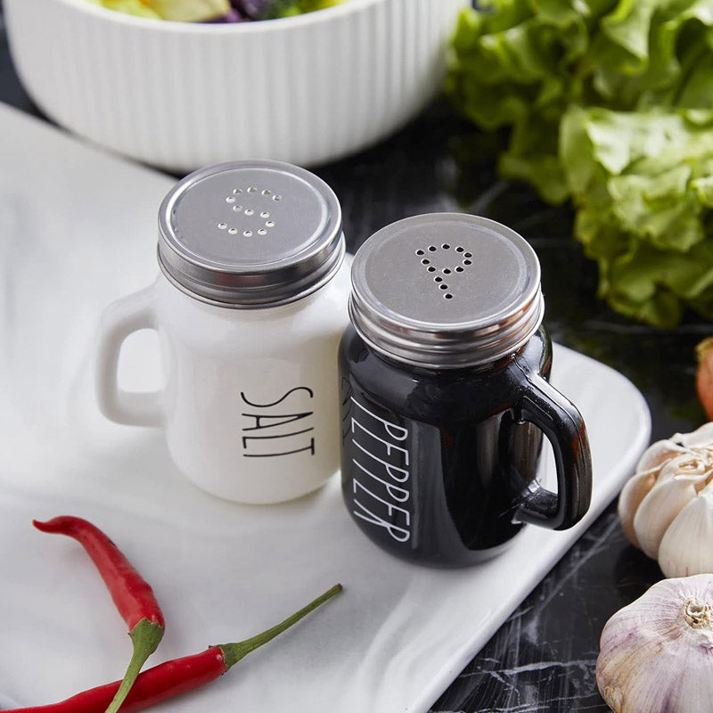 Black & White Mason Jar Salt & Pepper Shaker Set