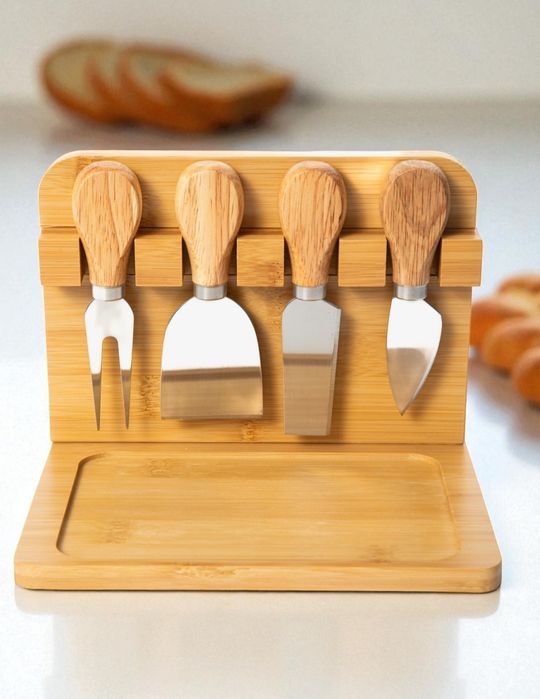 Bamboo Butter & Cheese Board Set with Glass Dome