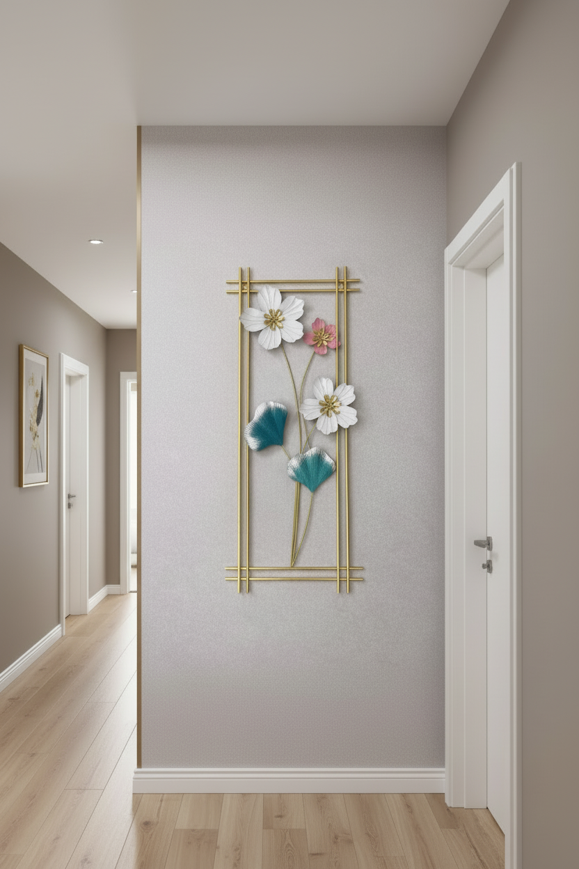 Modern Metal Floral Wall Art Frame
