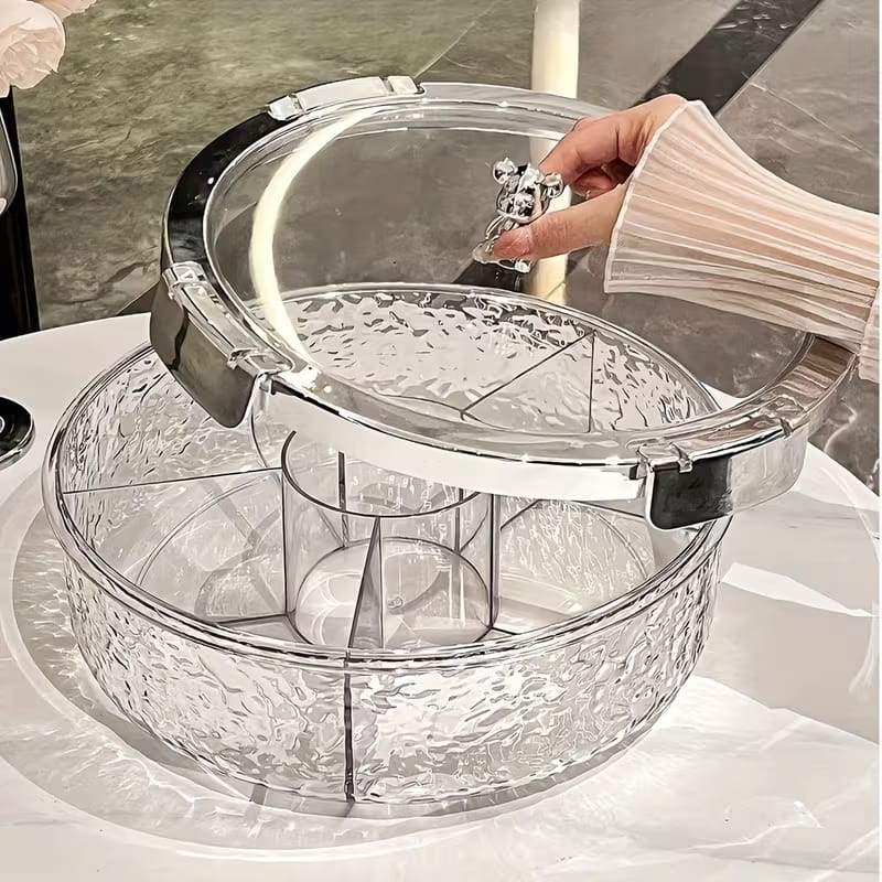 Premium Divided Acrylic Snack Box with Bear Handle