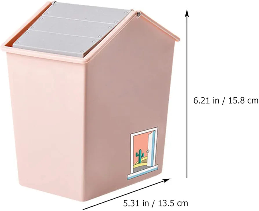 House-Shaped Desktop Trash Can with Swing Lid