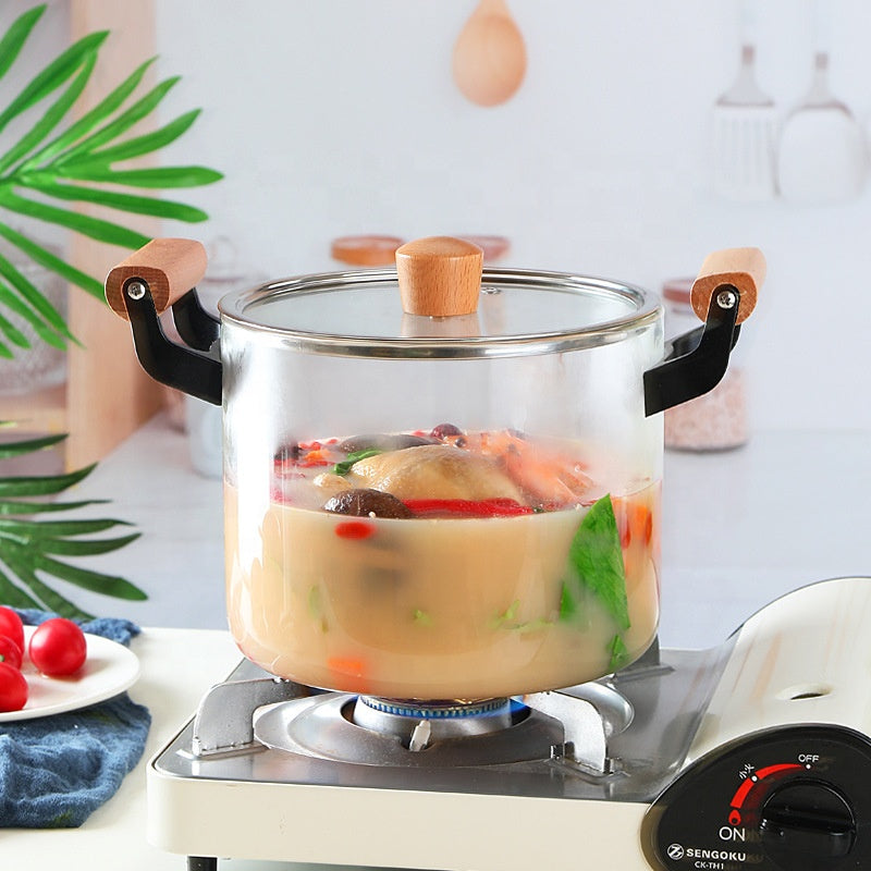 Heat Resistant Borosilicate Glass Cooking Pot