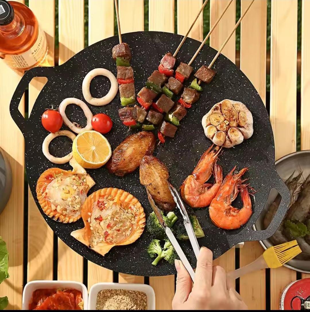 Multi-Griddle Tawa Iron Plate – Korean-Style Barbecue Grill (30cm)