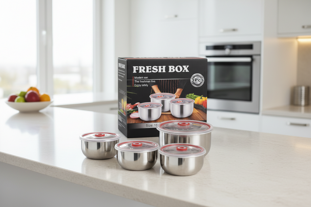 FRESH BOX Premium Stainless Steel Airtight Food Storage Container Set