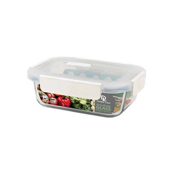 Double Lock Glass Food Container – 450ml  | Thailand Made