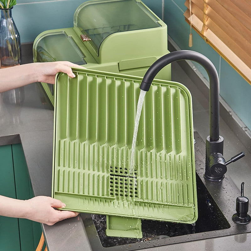 Multifunctional 2-Tier Dish Drying Rack with Dustproof Cover