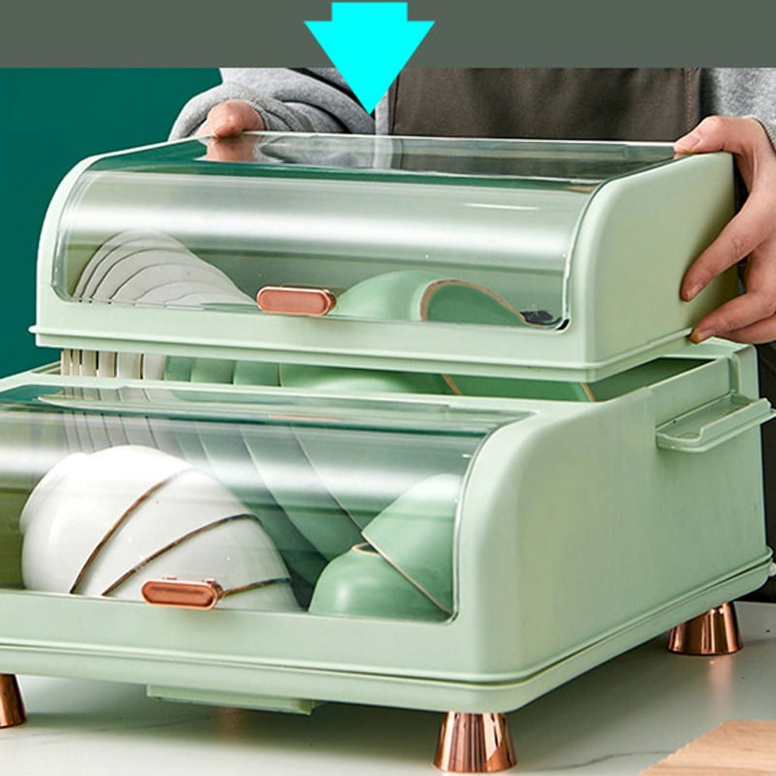Multifunctional 2-Tier Dish Drying Rack with Dustproof Cover