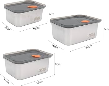 Premium Stainless Steel Airtight Food Storage Containers – Set of 3