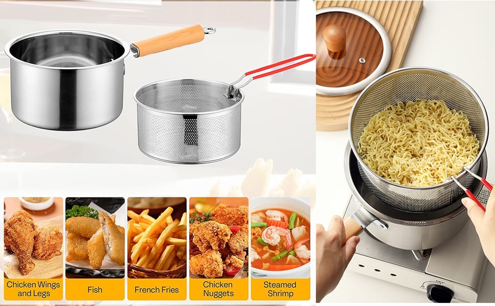 Stainless Steel Milk Pot with Strainer Basket – 20cm