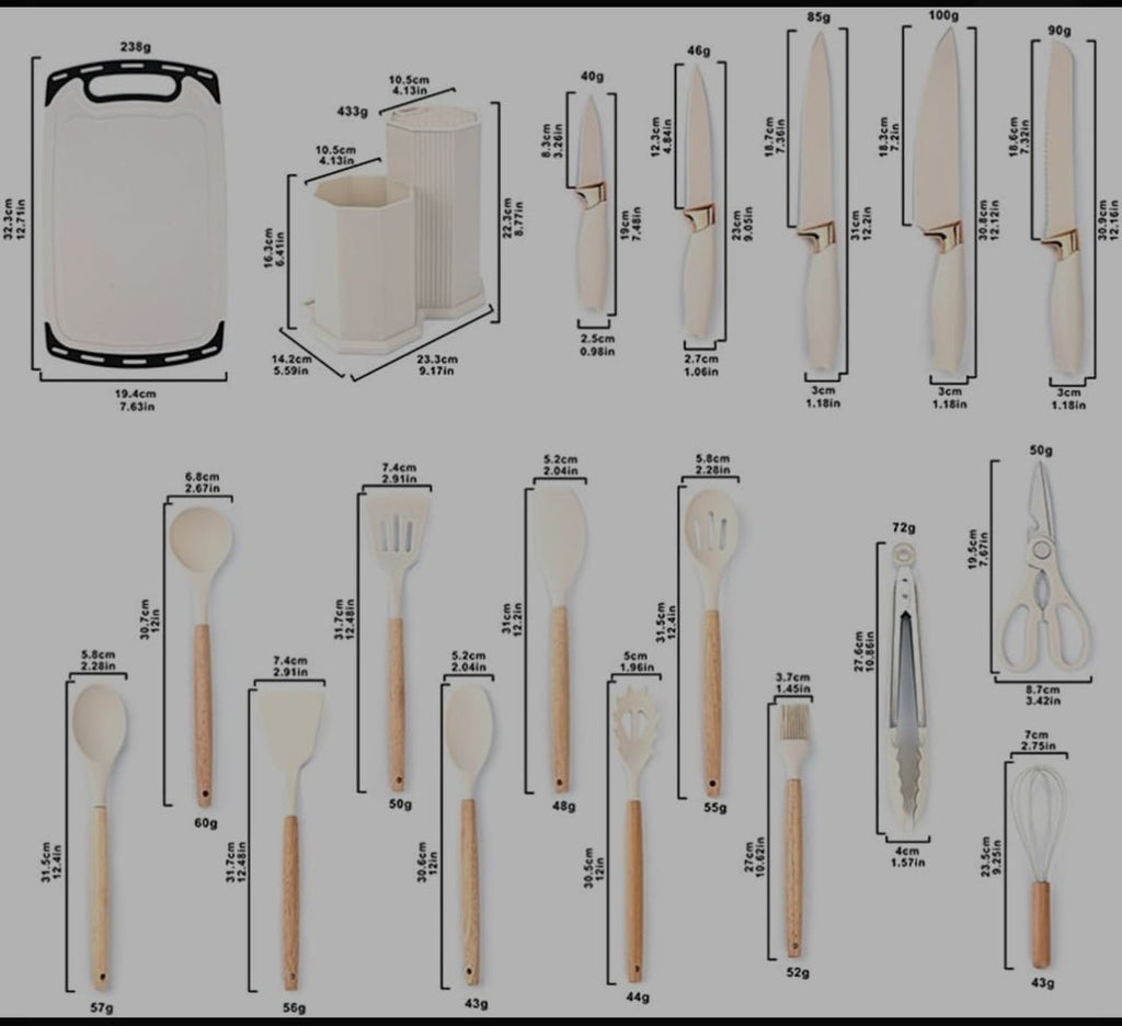 19 Piece Kitchenware Utensils & Knife Set
