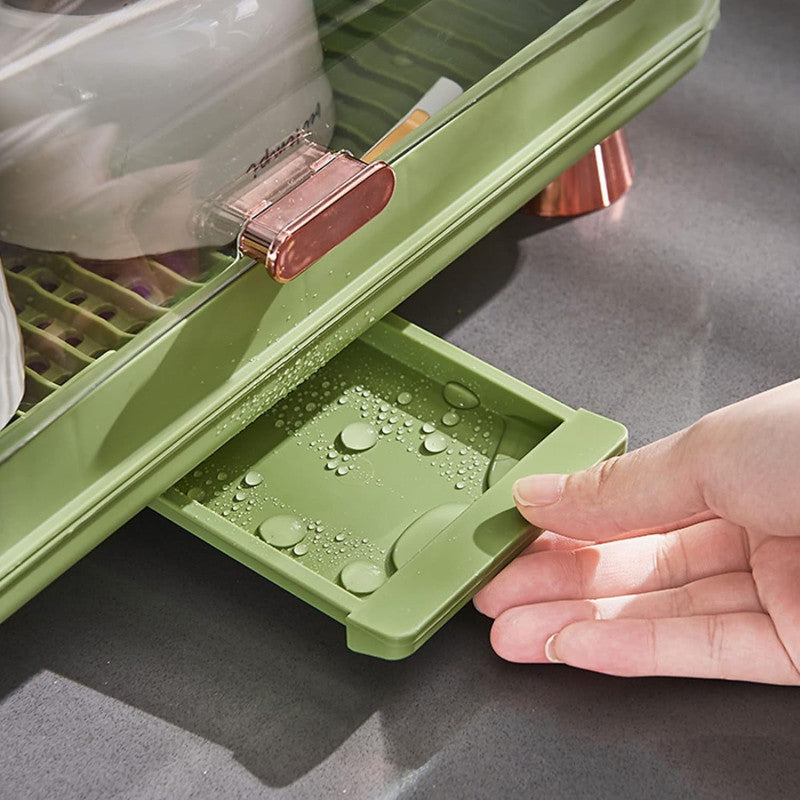 Multifunctional 2-Tier Dish Drying Rack with Dustproof Cover