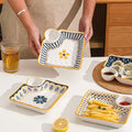 7-Inch Ceramic Dumpling Plate with Built-In Dipping Tray