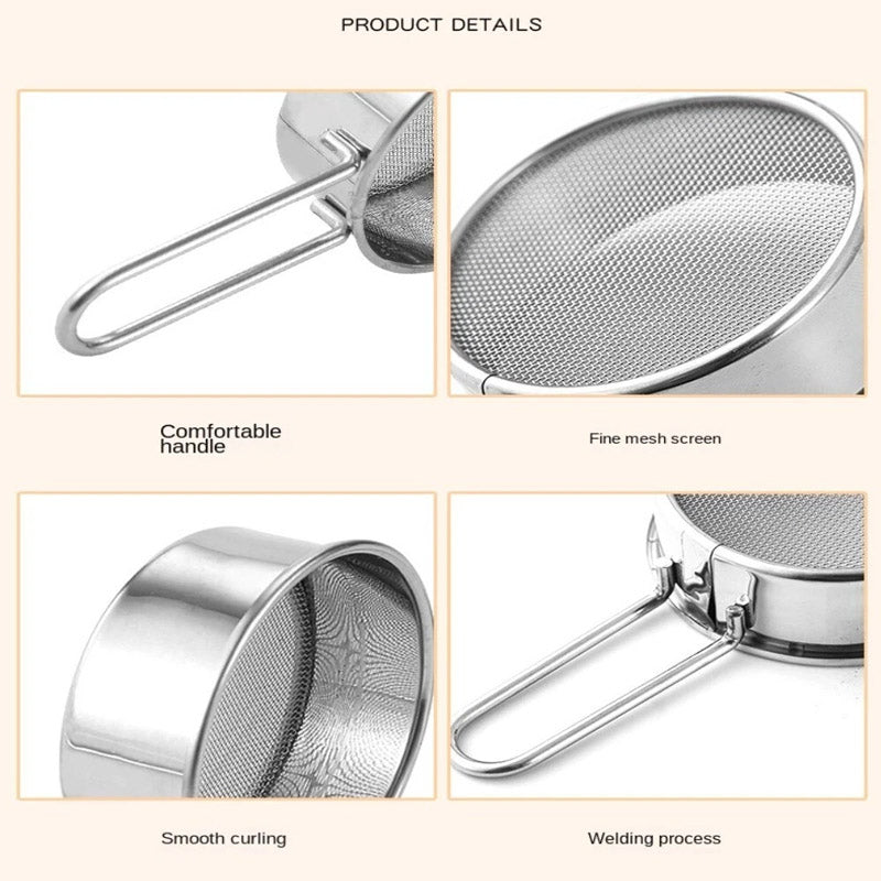 Mini Stainless Steel Flour Sieve Strainer 3 Pcs Set