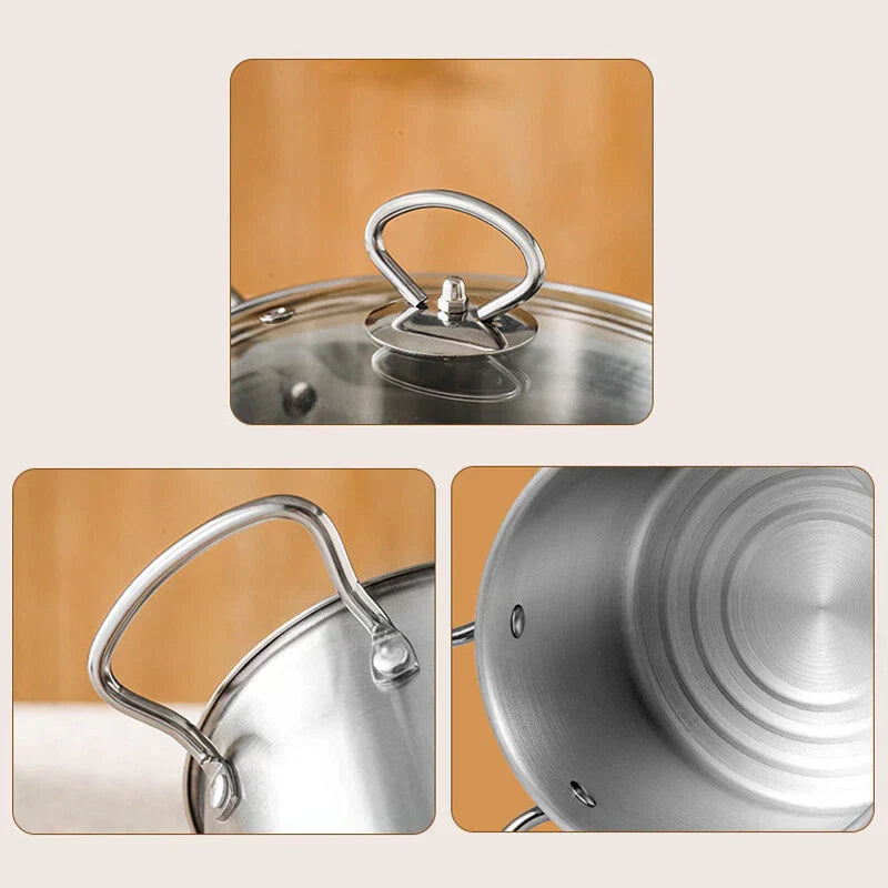 Stainless Steel Induction Pasta Pot with Steamer Insert & Lid – 3.5L