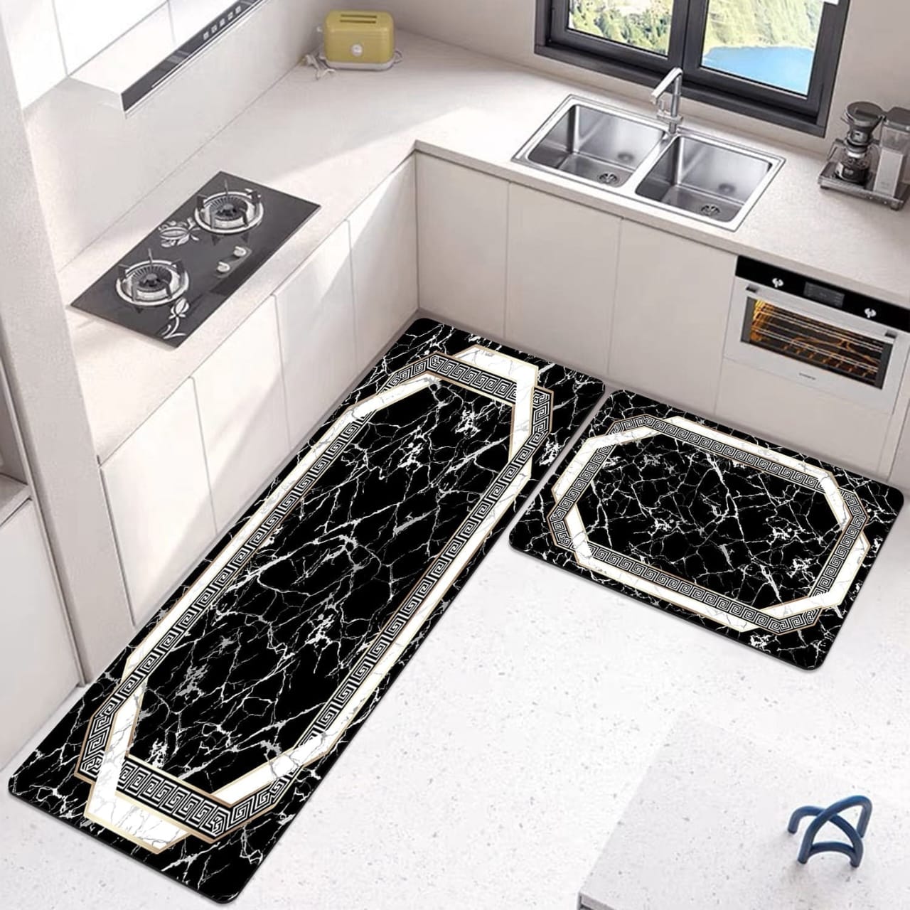 2-Piece Premium Quality Large Runner & Mat Set – Elegant Napa Leather Finish with Anti-Slip Base