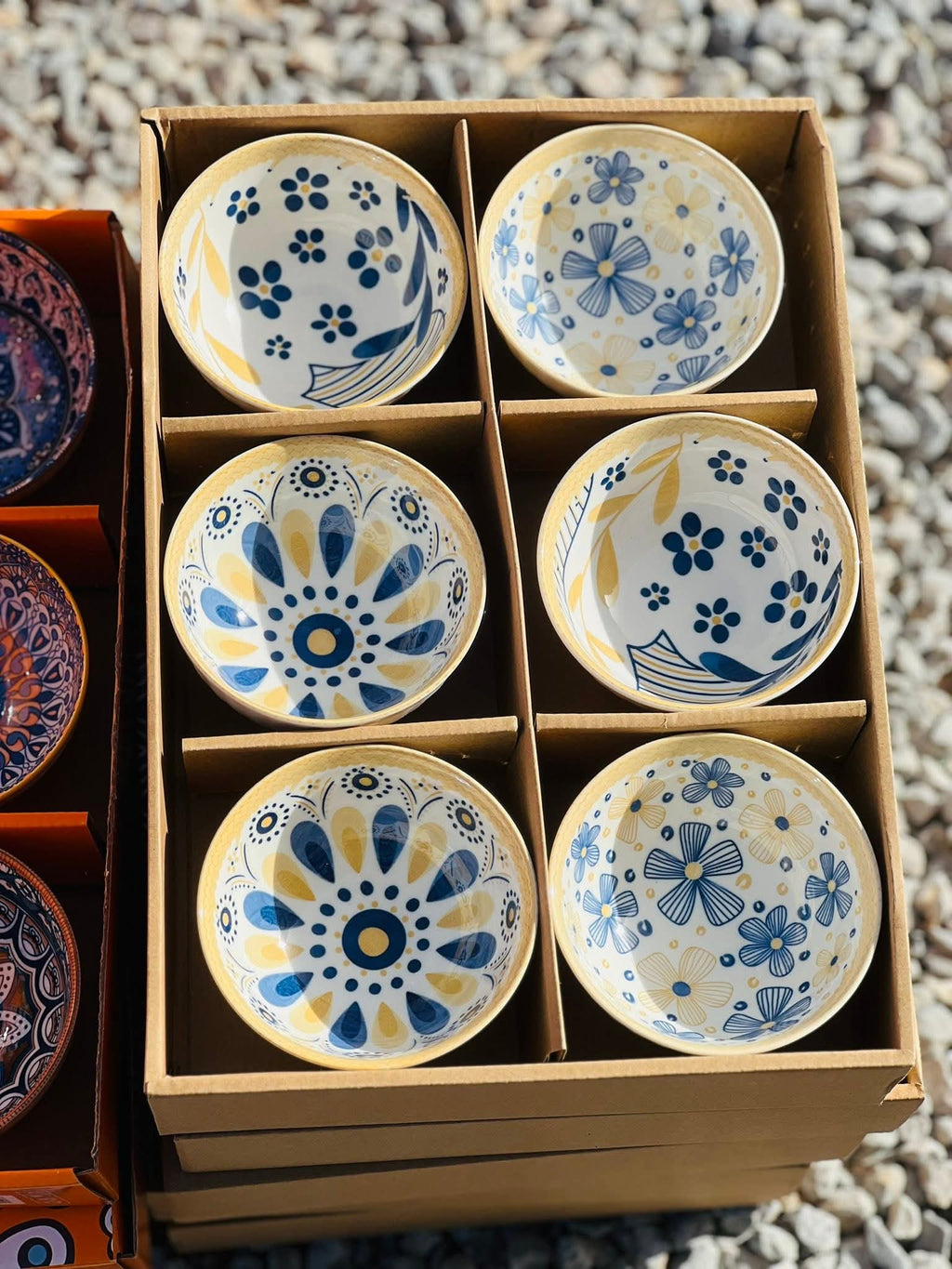 Japanese-Style Floral Ceramic Bowls – Set of 6