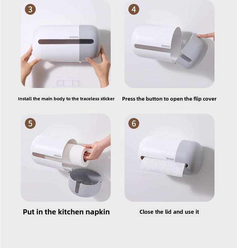 ECOCO Multi-Functional Wall-Mounted Tissue Box with Tissue inside