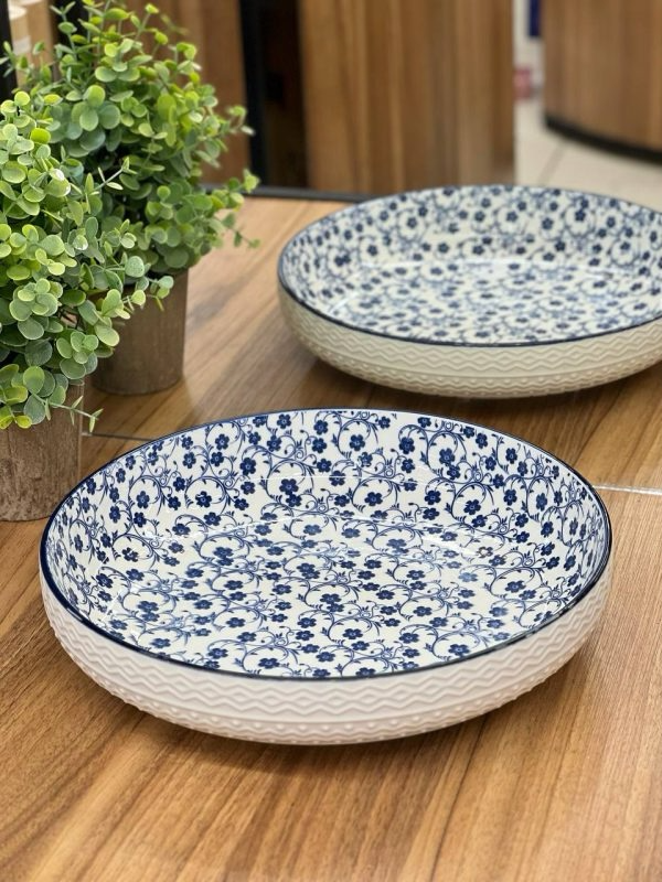 12" Blue Floral Porcelain Soup Plate – Danny Home