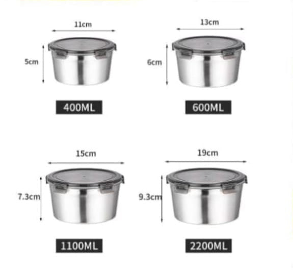 4-Piece Premium Stainless Steel Food Storage Set